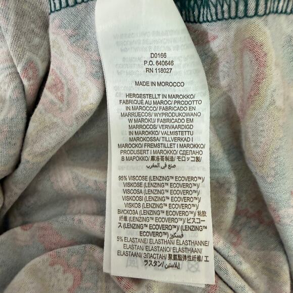 Boden Paisley Midi Dress | Green Pink Boho Print Flowy V-Neck | Boho Size 4R - Picture 6 of 12